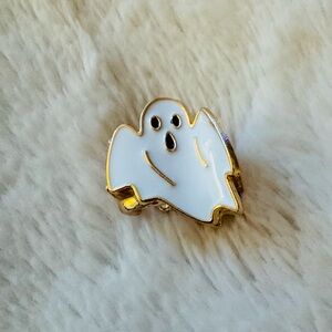 Gold and White Ghost Enamel Mini Hair Clip